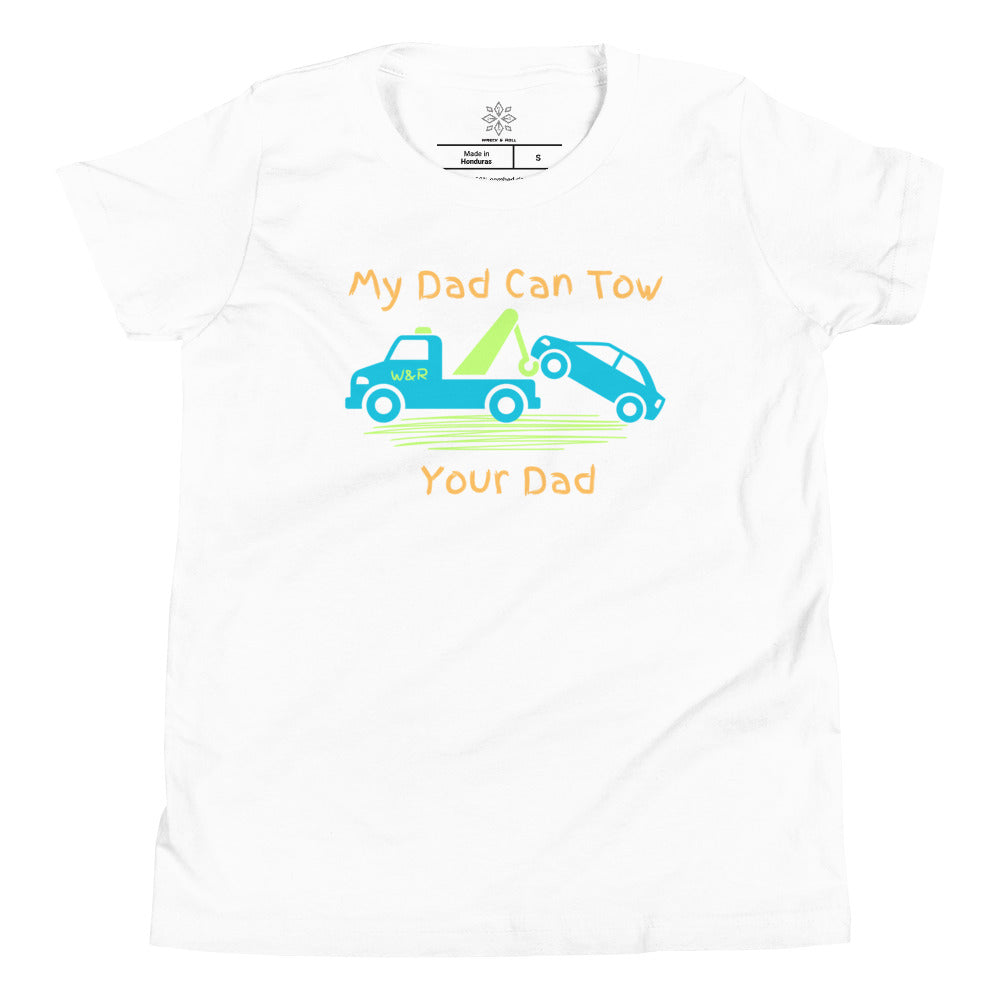 My Dad Can Tow Your Dad Blue Youth Short Sleeve Tee