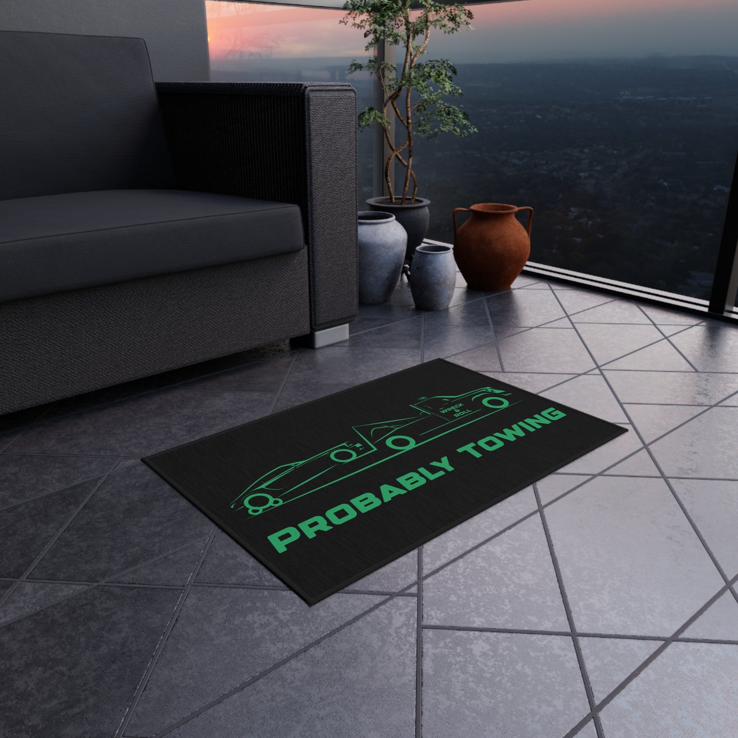 Probably Towing Wrecker Outdoor Rug