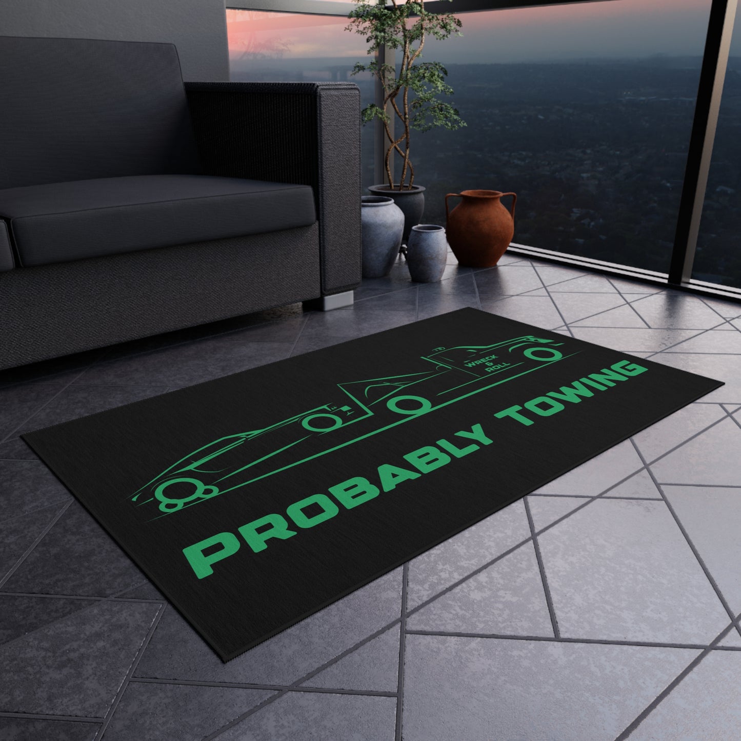 Probably Towing Wrecker Outdoor Rug