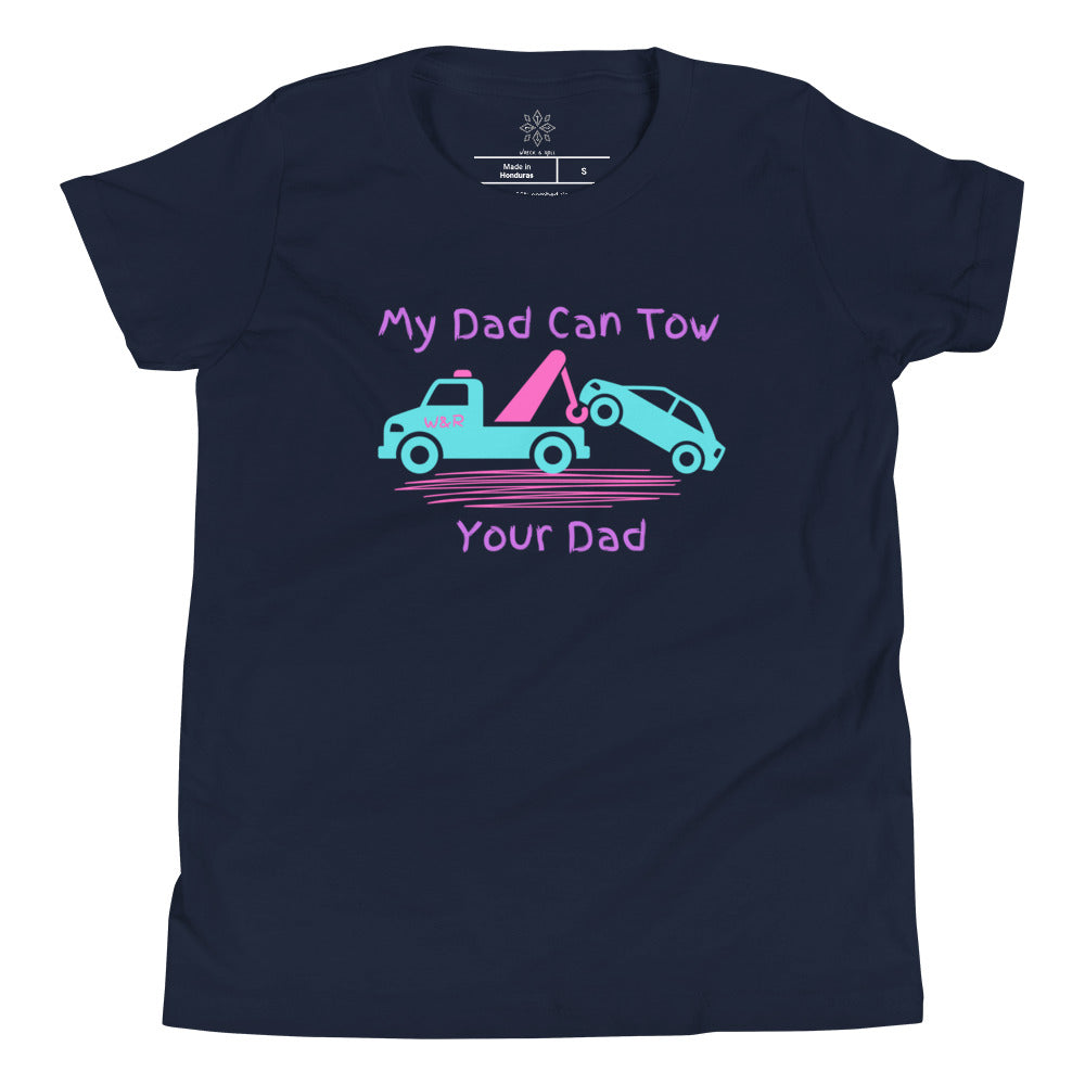 My Dad Can Tow Your Dad Purple Youth Short Sleeve Tee
