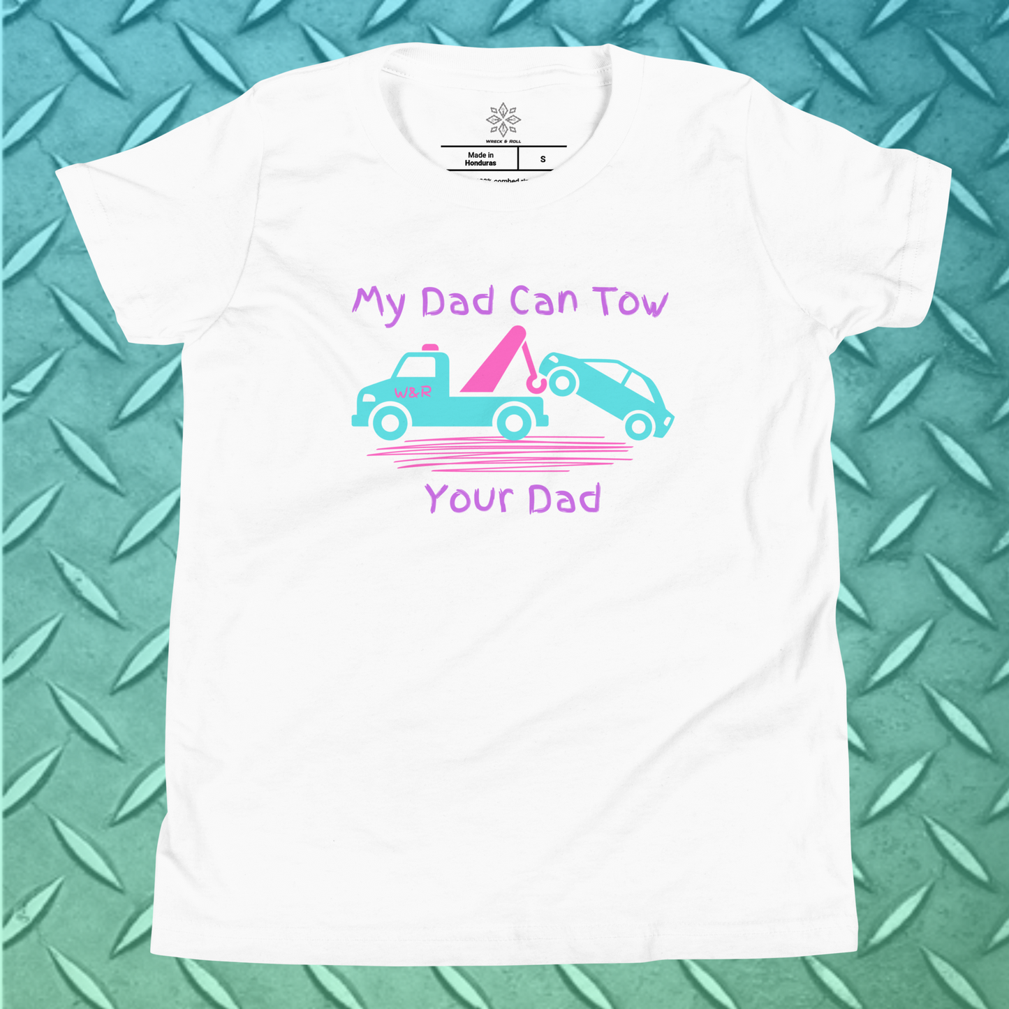 My Dad Can Tow Your Dad Purple Youth Short Sleeve Tee